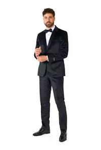 Midnight Black Velvet Tuxedo 2 Piece + Bow Tie