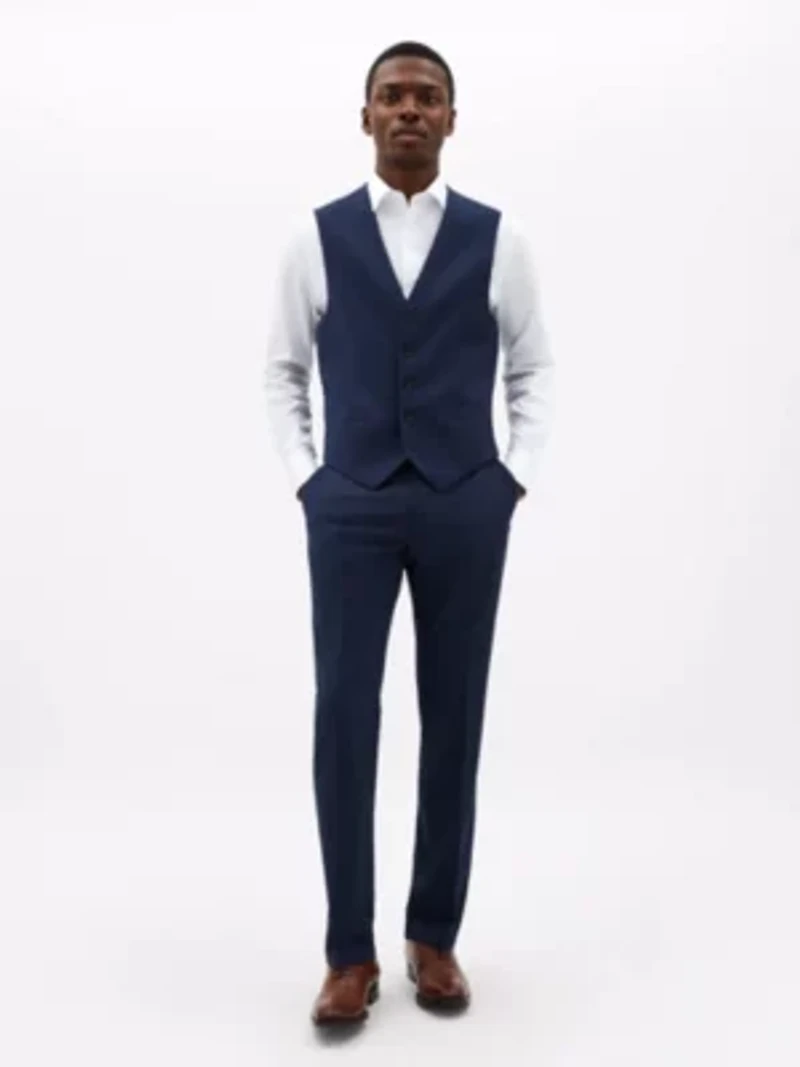 Blue Sharkskin Regular Vests