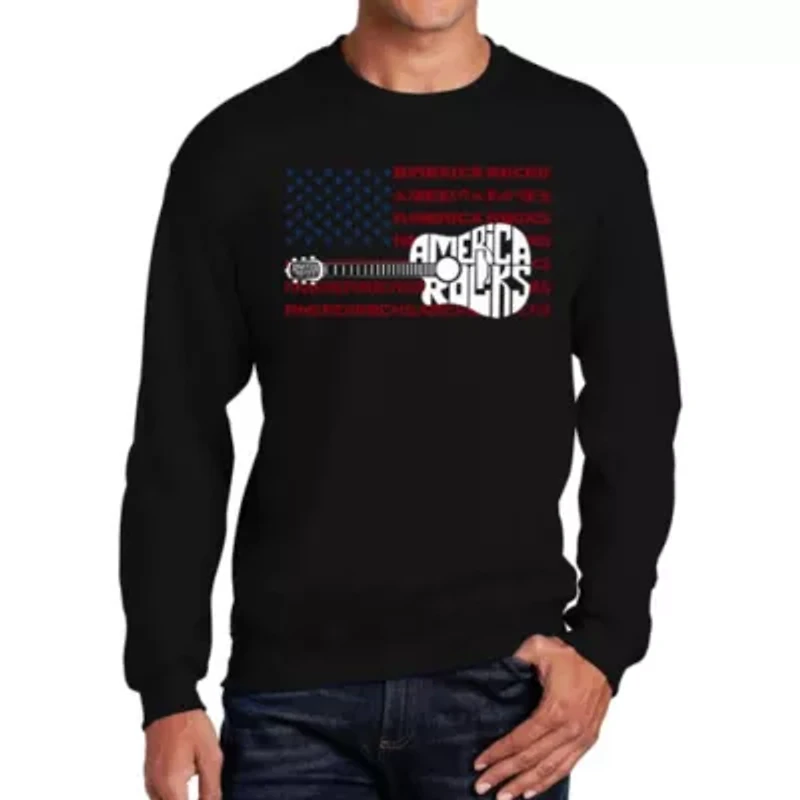 America Rocks - Men's Word Art Crewneck Sweatshirt