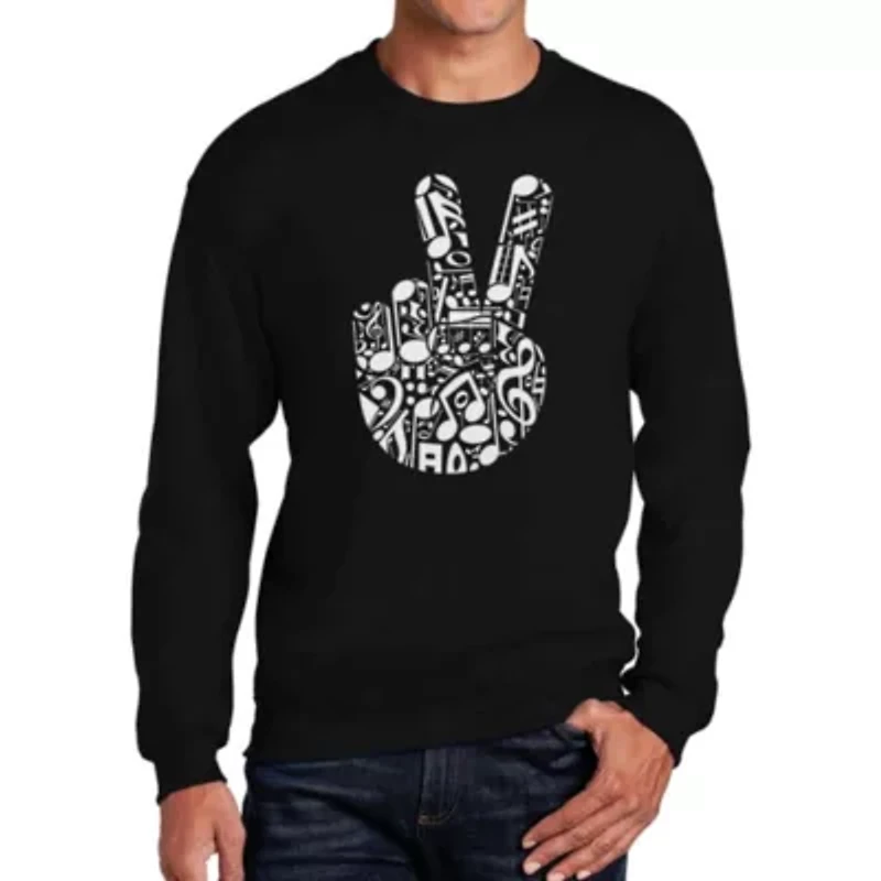 Peace Finger Notes - Men's Word Art Crewneck Sweatshirt