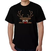 Peeking Reindeer - Men's Word Art T-Shirt