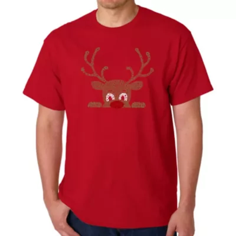 Peeking Reindeer - Men's Word Art T-Shirt