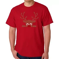 Peeking Reindeer - Men's Word Art T-Shirt