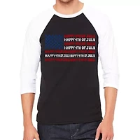 Happy 4th of July - Men's Raglan Baseball Word Art T-Shirt