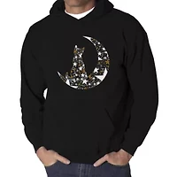 Cat Sitting On Moon - Men's Word Art Hooded Sweatshirt