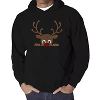 Peeking Reindeer - Men's Word Art Hooded Sweatshirt