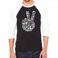 Peace Finger Notes - Men's Raglan Baseball Word Art T-Shirt