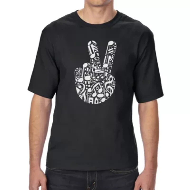 Peace Finger Notes - Men's Tall and Long Word Art T-Shirt