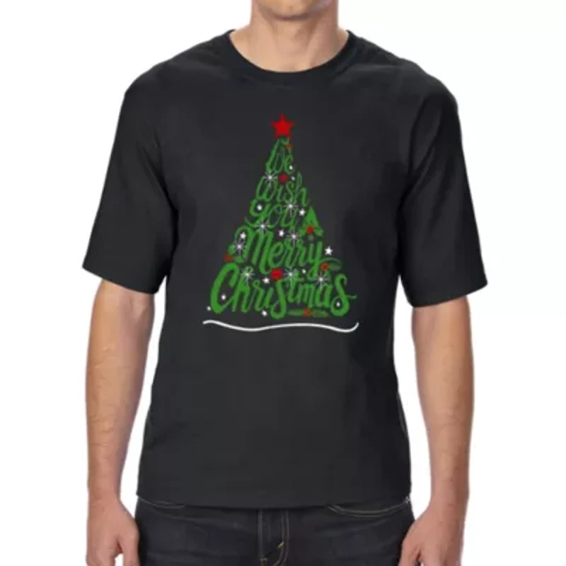 We Wish You A Merry Christmas - Men's Tall and Long Word Art T-Shirt