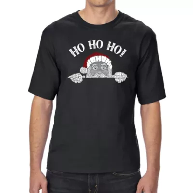 Peeking Santa - Men's Tall and Long Word Art T-Shirt