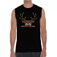 Peeking Reindeer - Men's Word Art Sleeveless T-Shirt