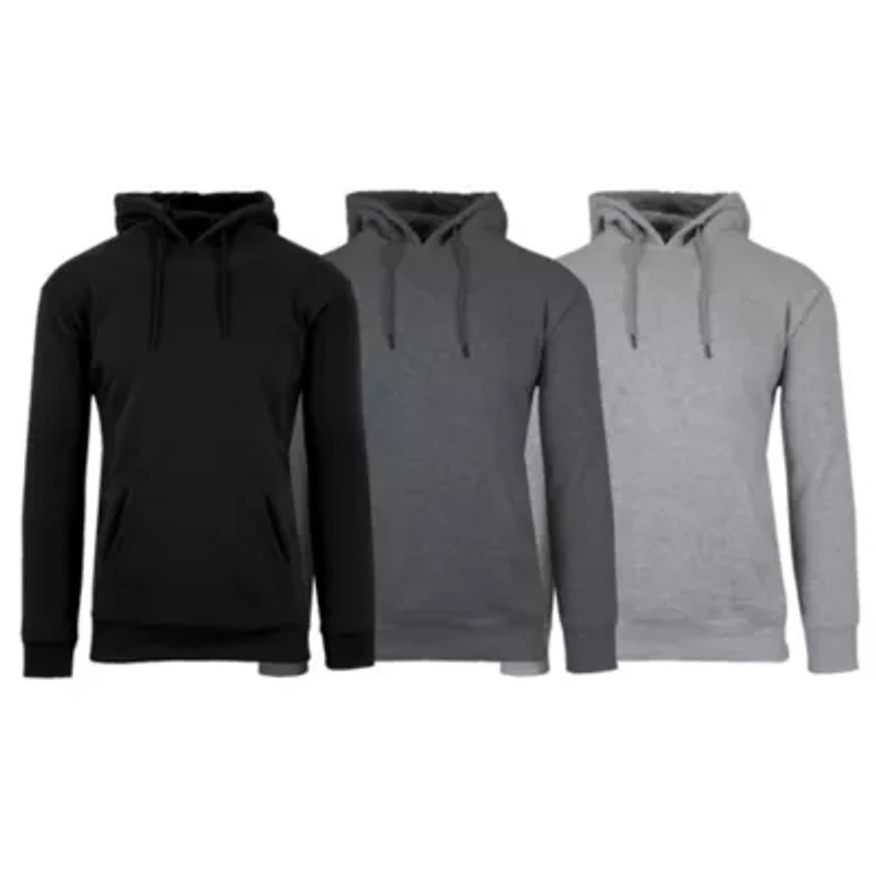 Men's Heavyweight Fleece-Lined Pullover Hoodie Sweater -3 Pack