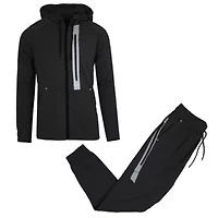 Galaxy R.P. Collection Men's Modern Fit  Full Zip Tech Fleece Hoodie and Jogger 2-Piece Set with Reflective Trim Design