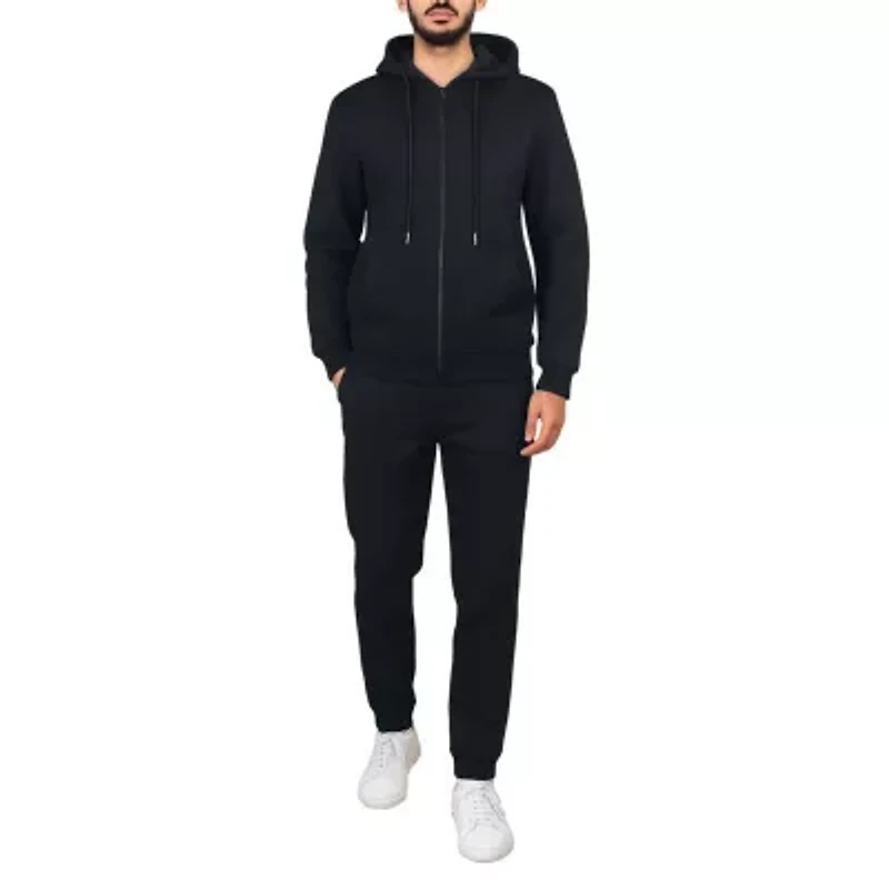 Blu Rock Men's Fleece Lined Full-Zip Hoodie and Jogger Sweatpants With Zipper Side Pockets Matching Set