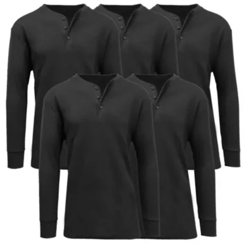 Men's Modern Fit  Waffle-Knit Thermal Henley-5 Pack