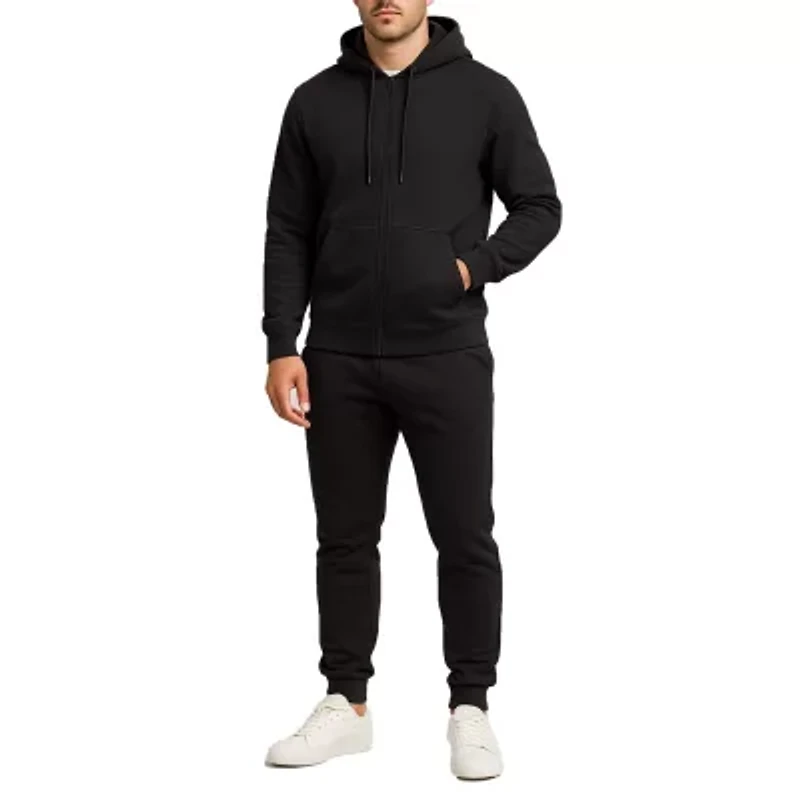 Galaxy By Harvic Men's Modern Fit Fleece-Lined Full-Zip Hoodie & Jogger 2-Piece Set