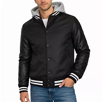 Galaxy Formaker Men's Hooded Varsity Jacket w/ Detachable Hood