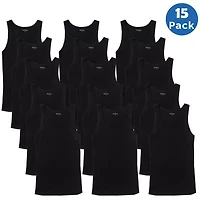 Blu Rock Men's Ribbed Classic Tank Tops – 15 Pack