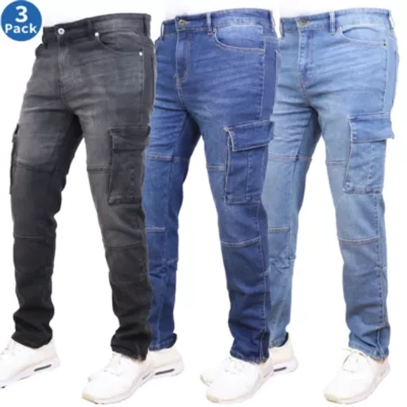 Blue Ice Men's Stretch Cargo Pocket Jeans-3 Pack