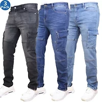 Blue Ice Men's Stretch Cargo Pocket Jeans-3 Pack