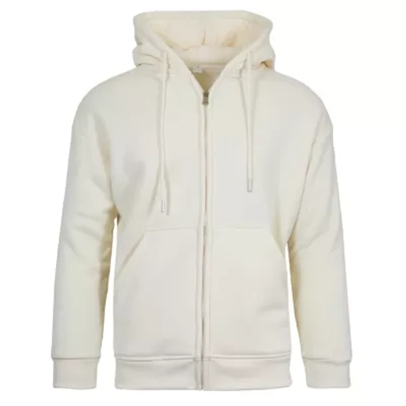 Men's Faux Shearling Lined Full Zip-Up Hoodie Sweatshirt