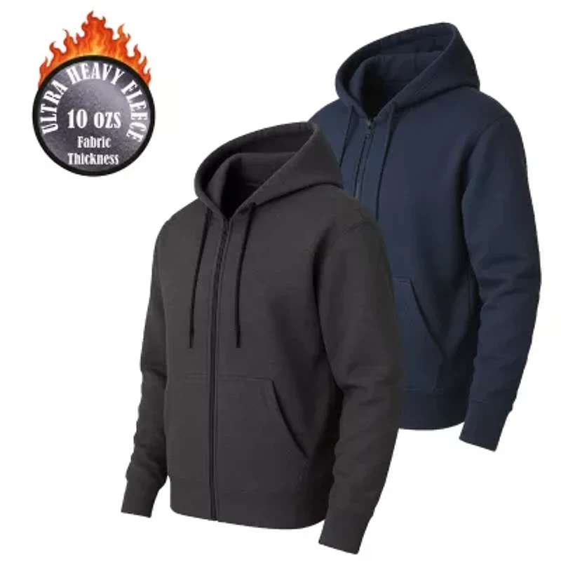 Blue Ice Men's Super Heavyweight Fleece Lined Full-Zip Hoodie-2 Pack