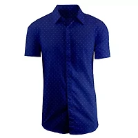 Men's Slim Fit Short Sleeve Stretch Printed Dress Shirts
