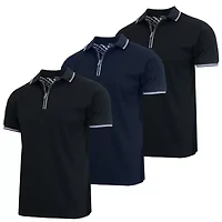 Galaxy By Harvic Men’s Modern Fit Polo Shirt with Zip Placket-3 Pack
