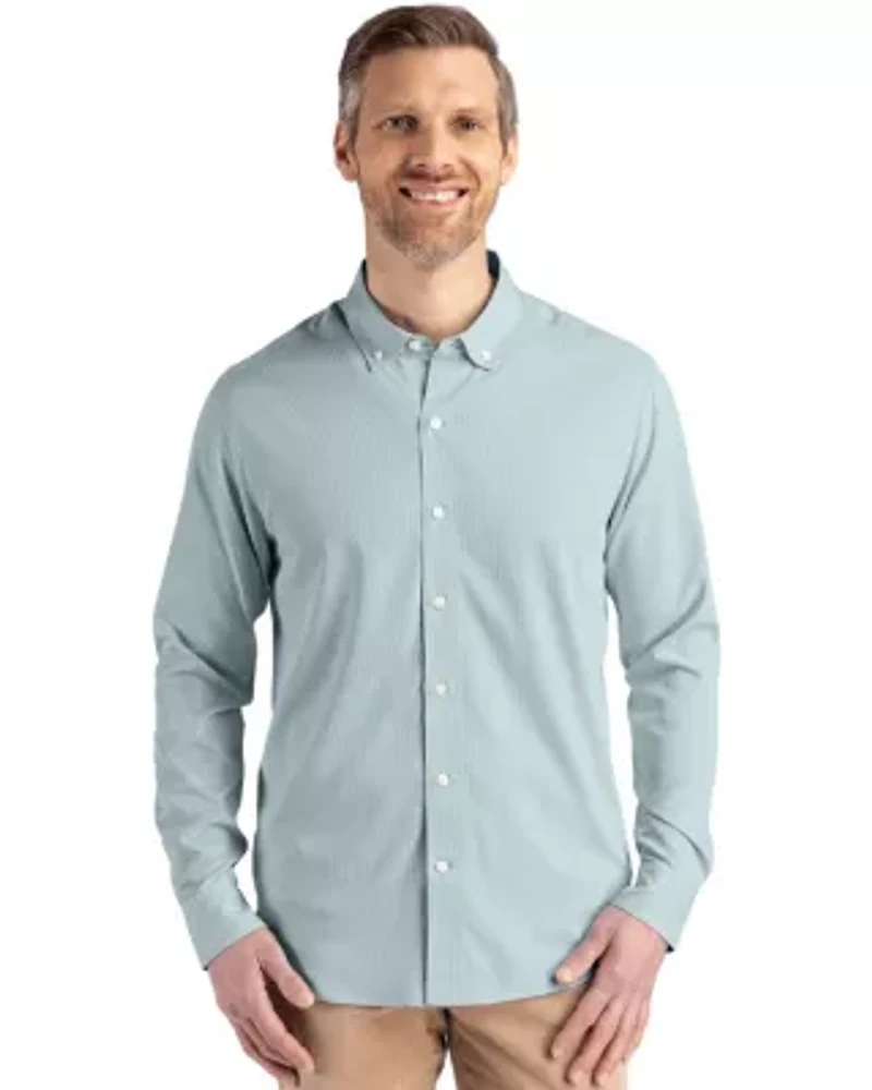 Cutter & Buck Skyline Epic Confidence Recycled Pinstripe Mens Big Tall Long Sleeve Dress Shirt