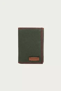 Canvas with Leather Trim Trifold Wallet