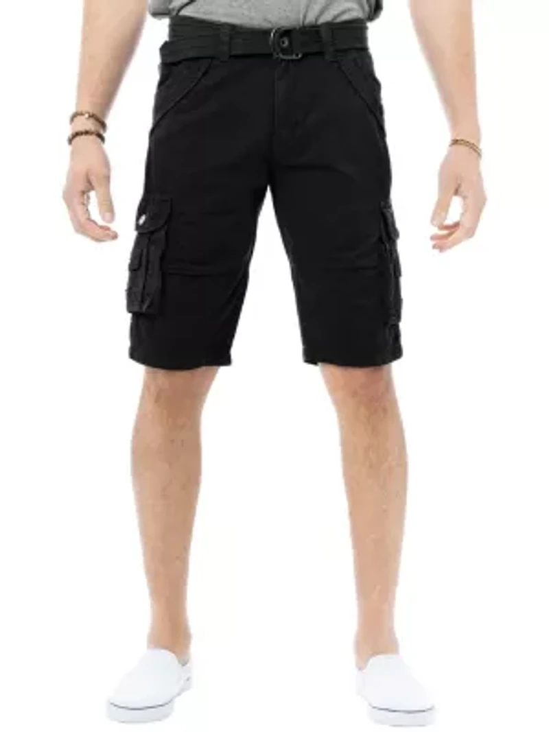 Mens Belted 12.5" Inseam Knee Length Cargo Shorts
