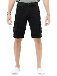 Mens Belted 12.5" Inseam Knee Length Cargo Shorts