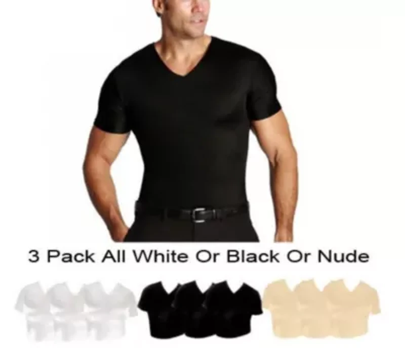 Big & Tall 3-Pack Compression Short Sleeve V-Necks