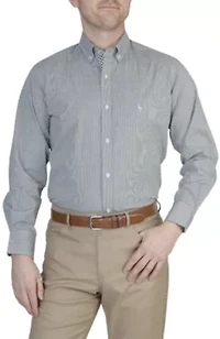 Mini Gingham Cotton Stretch Long Sleeve Shirt
