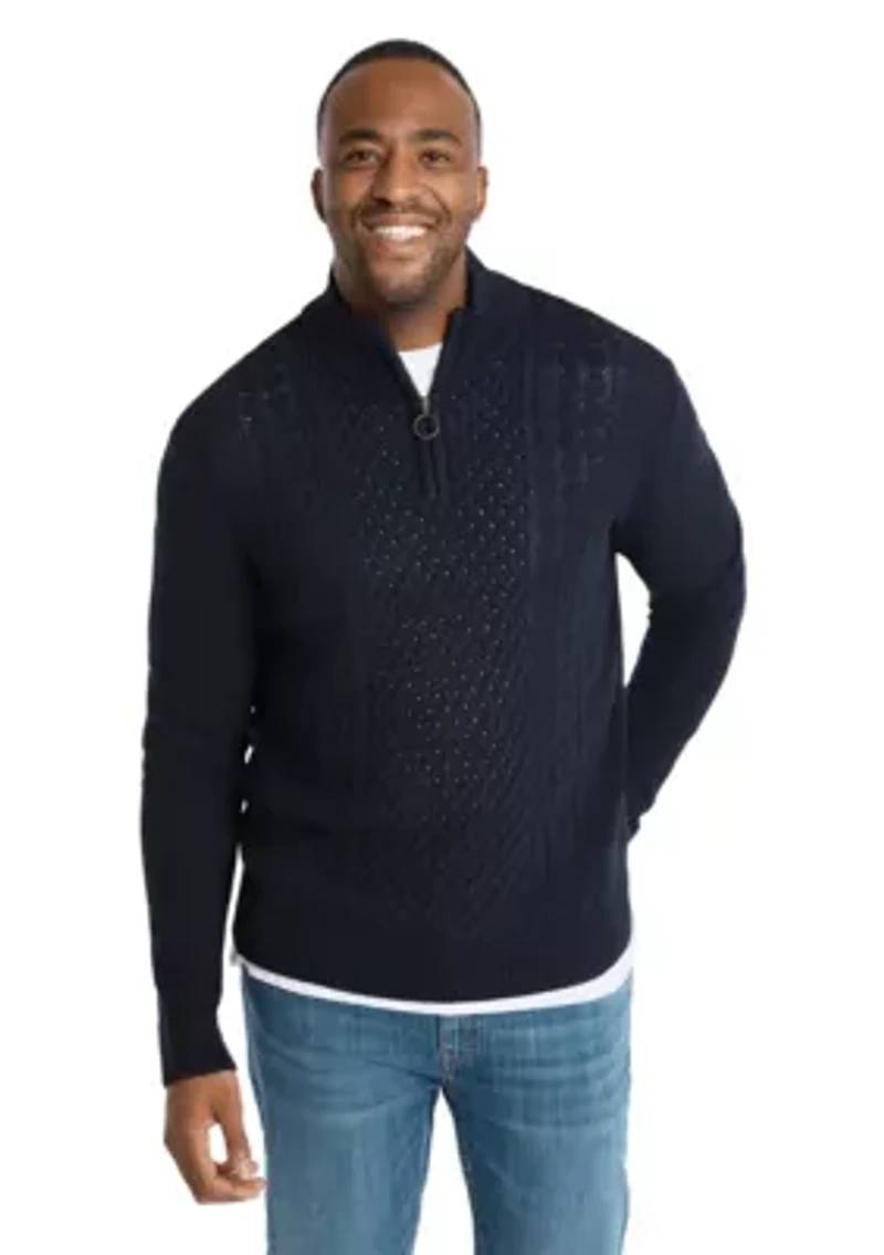 Big & Tall Gibson Cable Half Zip Sweater