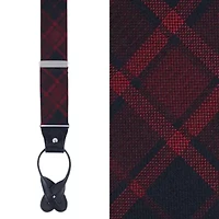 Kincade Red Blackwatch Plaid Silk Button End Braces