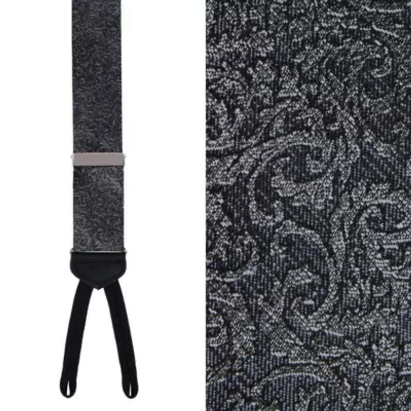 Esteban Scrolling Vines Tone on Tone Patterned Silk Formal End Brace