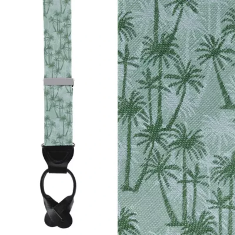 Nohea Palm Tree Linen Blend Novelty Button End Braces