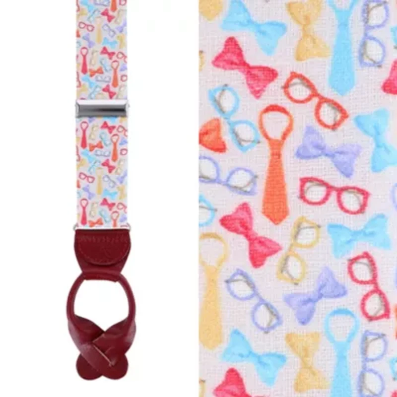 The Fashionisto Tie and Glasses Linen Button Braces