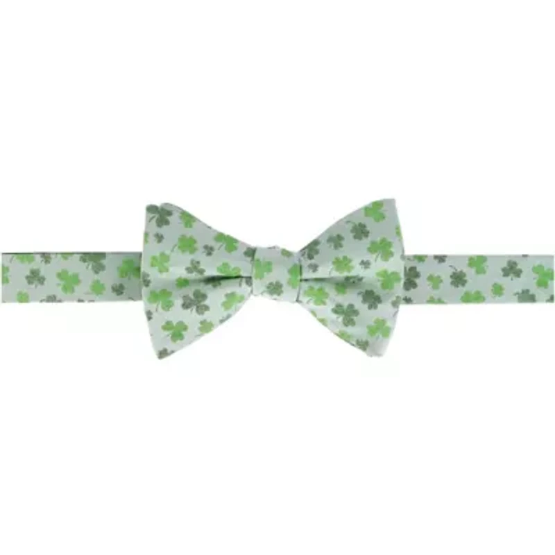 White Shamrock Novelty Silk Bow Tie