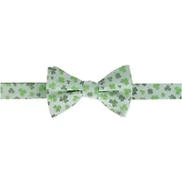 White Shamrock Novelty Silk Bow Tie