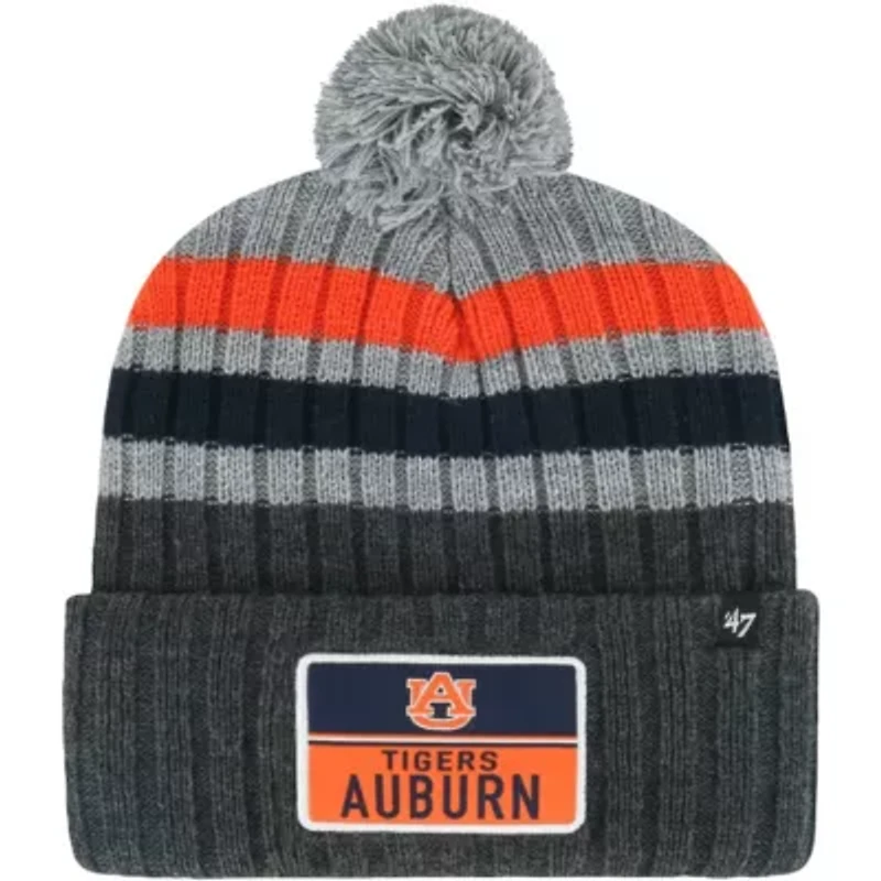 NCAA Auburn Tigers Stack Striped Cuffed Knit Hat with Pom