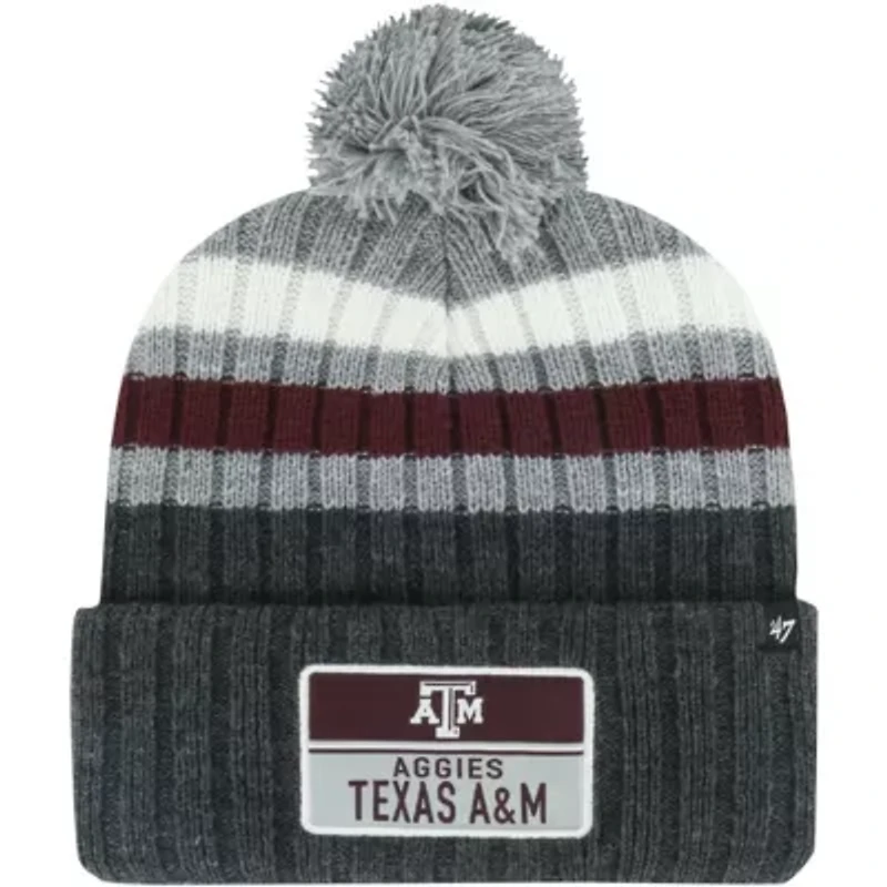 NCAA Texas A&M Aggies Stack Striped Cuffed Knit Hat with Pom