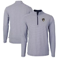 MLB Milwaukee Brewers Virtue Eco Pique Micro Stripe Big & Tall Recycled Quarter-Zip Pullover Top
