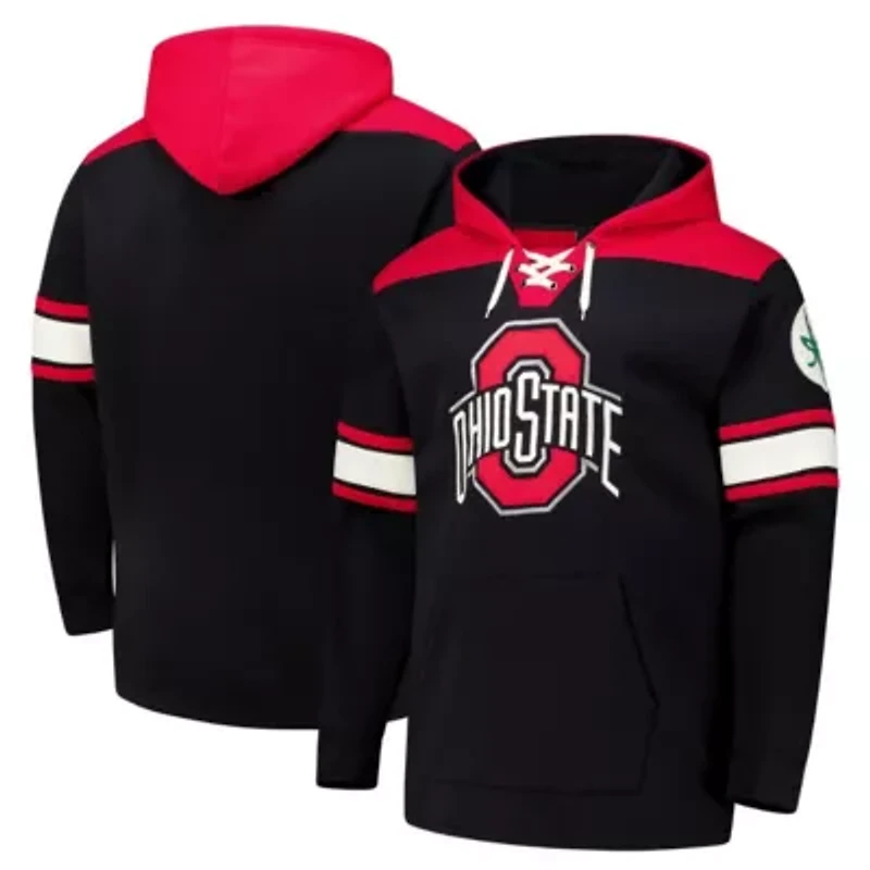 NCAA Ohio State Buckeyes Big & Tall Hockey Lace-Up Pullover Hoodie