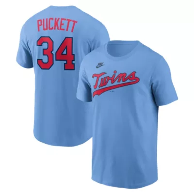MLB Nike Kirby Puckett Light Minnesota Twins Cooperstown Collection Name & Number T-Shirt