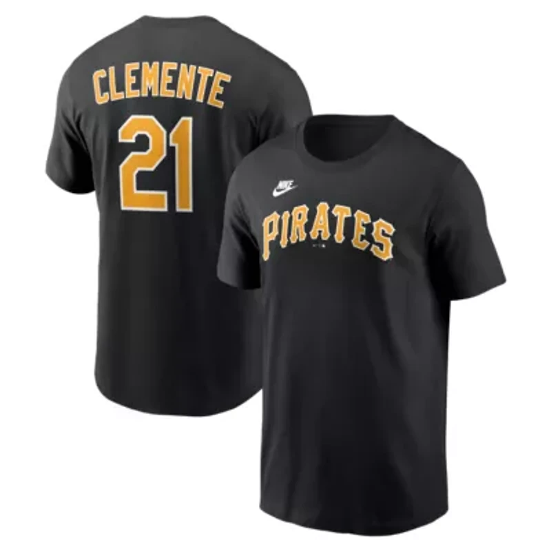 MLB Nike Roberto Clemente Pittsburgh Pirates Cooperstown Collection Name & Number T-Shirt