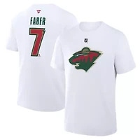 NHL Fanatics Brock Faber Minnesota Wild Authentic Stack Name & Number T-Shirt
