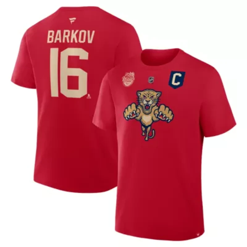 NHL Fanatics Aleksander Barkov Florida Panthers 2026 Winter Classic Authentic Stack Name & Number T-Shirt