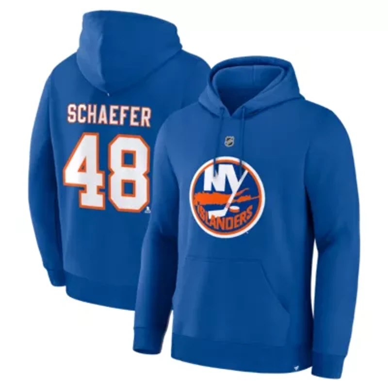 NHL Fanatics Matthew Schaefer New York Islanders Authentic Stack Name & Number Hoodie